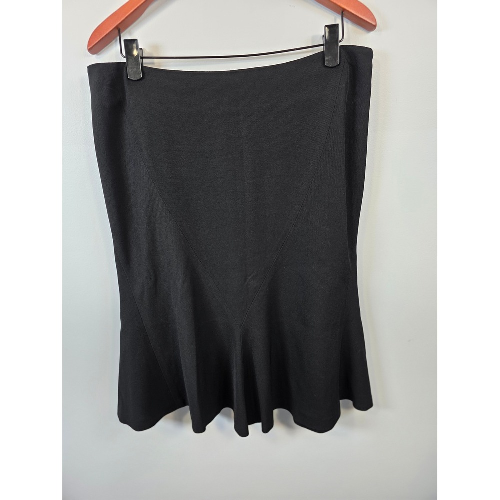 Jones New York Black Trumpet Midi Skirt Flared Hem Size 14 Business Professional